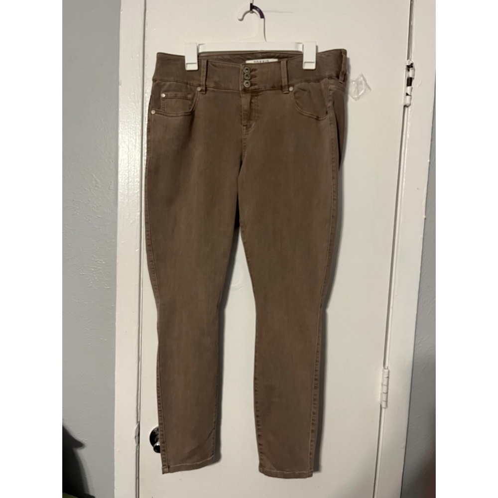 Torrid Women Taupe Brown Skinny Jeans Triple Button Stretch Denim Plus Size